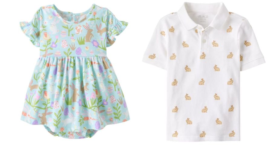 the children's place easter dress and polo