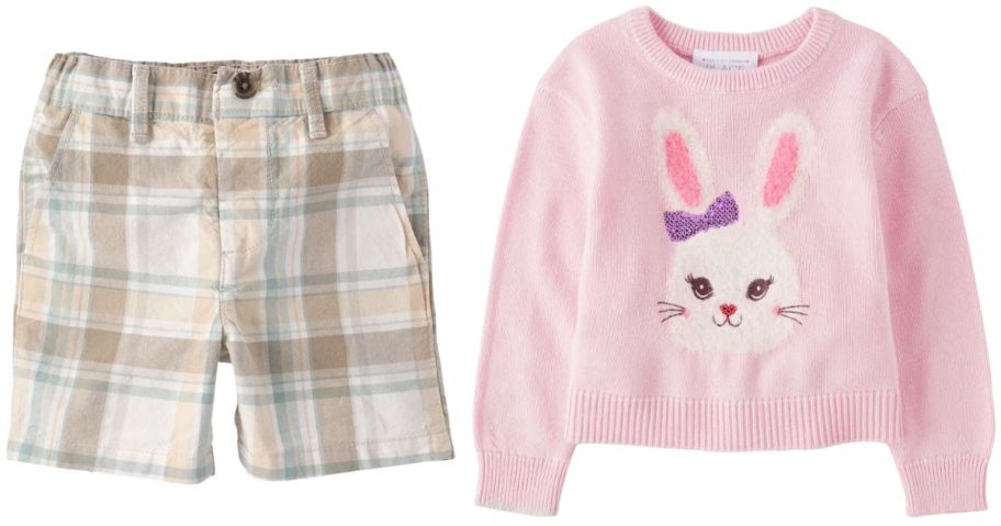the children's place easter shorts and sweater