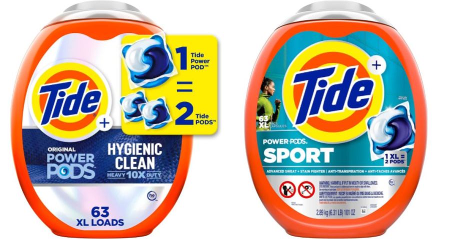 two Tide Power Pods Laundry Detergent 63-Count containers