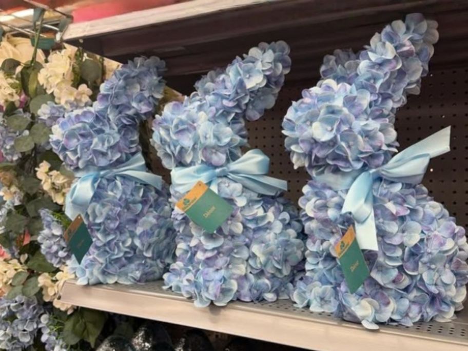 Way To Celebrate 16" Hydrangea Bunny Tabletop Decorations om shelf in store