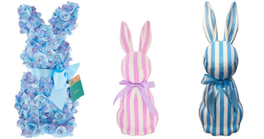 three bunny decorations