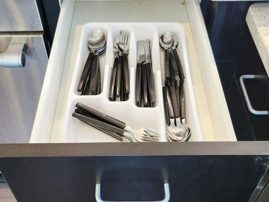 walmart flatware inside of the drawer