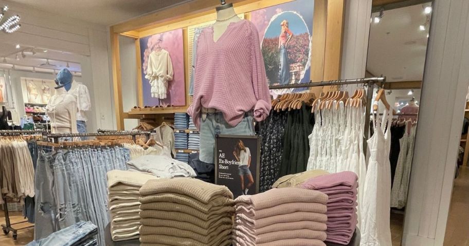 A shirt display at an American Eagle Store