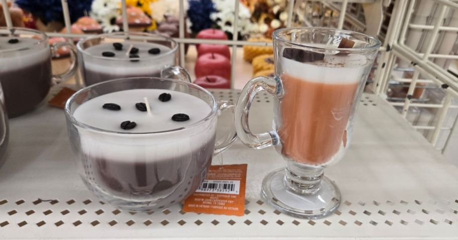 candles that look like mugs of with a dollop of whipped cream on them