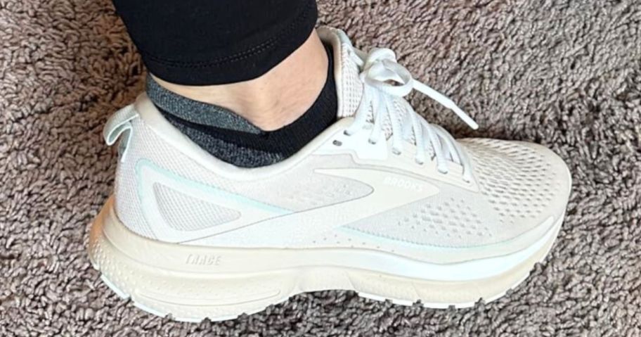 Woman's foot wearing a Brooks Trace Running Shoe