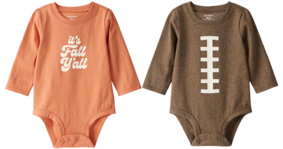 Carter's Long-Sleeve Bodysuits "It's Fall Y'all" and a football