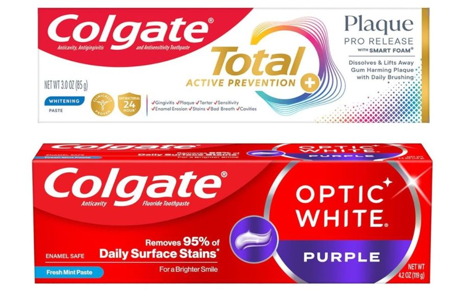 Colgate toothpaste in purple whitening and pro