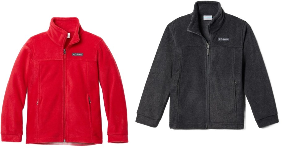 Stock images of Columbia Kids red and black fleece