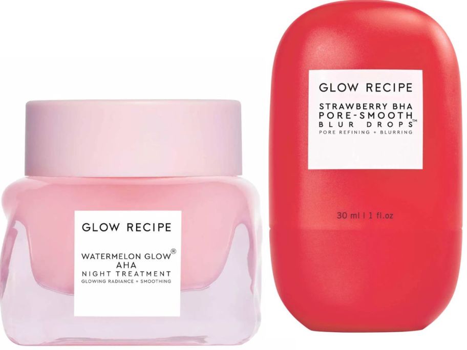 Stock images of Glow Recipe Watermelon Night Treatment and Strawberry Dew Drops