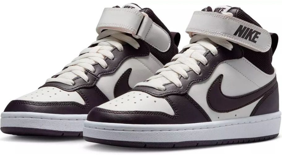 Black and white Nike Kids Court Borough Shoes