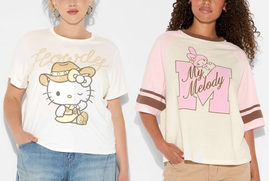 Hello Kitty Women's Plus Howdy and My Melody Women's Graphic T-Shirts