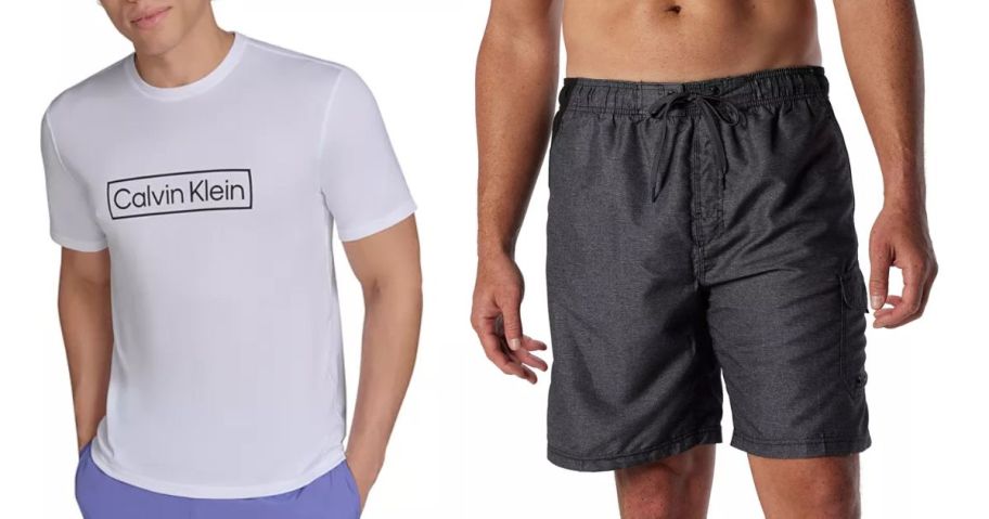 Stock images of men wearing Calvin Klein and Speedo swimwear