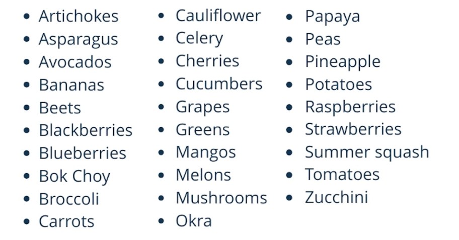 list of seasonal product 