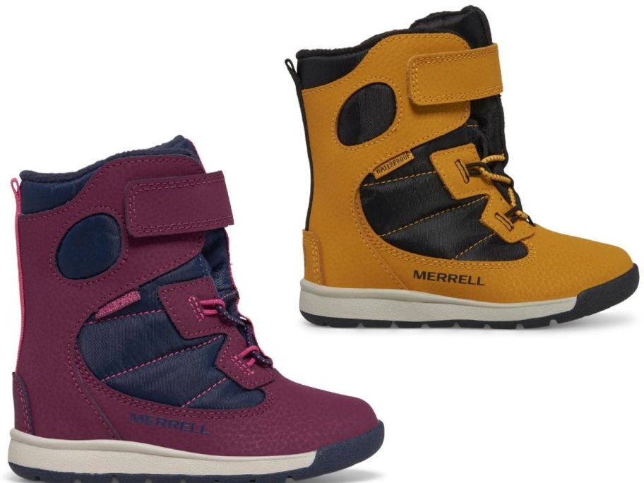 Stock images of two merrell toddler boots