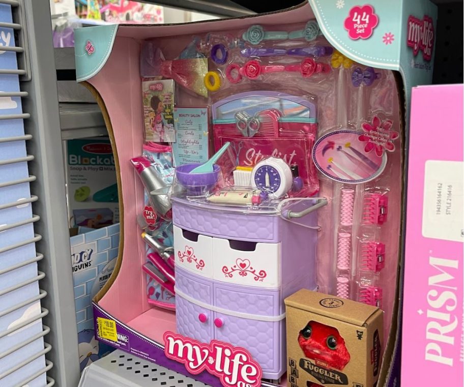 A My Life As 44-Piece Hair Salon Play Set on a walmart shelf