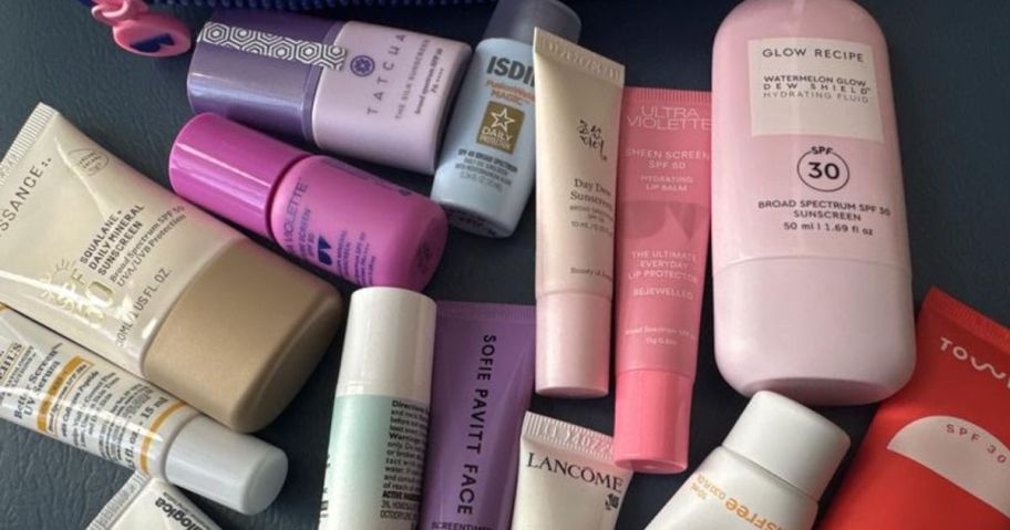 contents of Sephora Favorites Sun Safety Kit on table