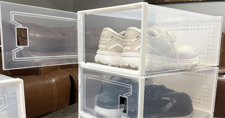 Clear plastic shoe organizers