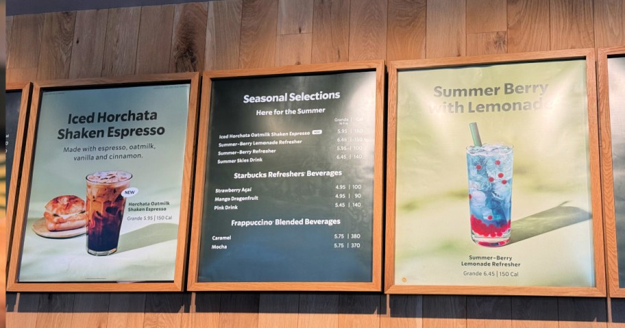 New Starbucks, summer drinks displayed in restaurant
