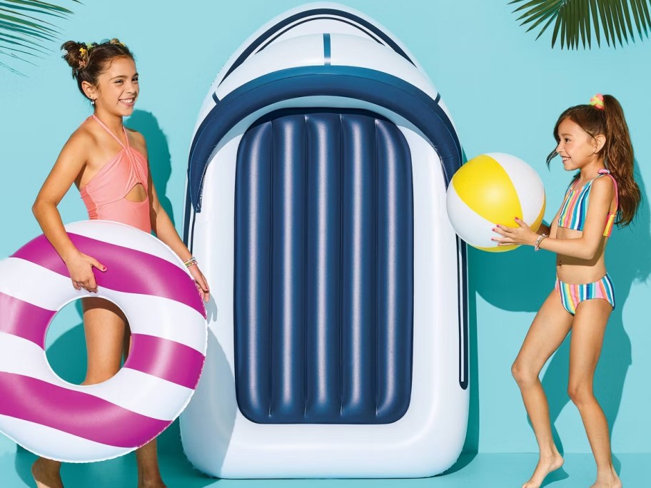 Sun Squad Boat Inflatable w: Ring Tube & Ball 3-Piece Set