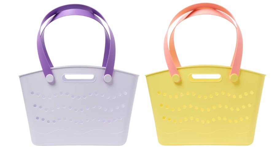 purple and yellow bogg bag lookalike stock photos