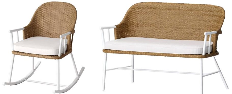 Stock images of a Target Stdio McGee Patio Rocker and Loveseat