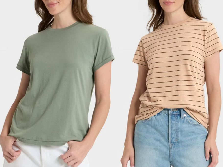 stock images of two women wearing universal thread tees from Target