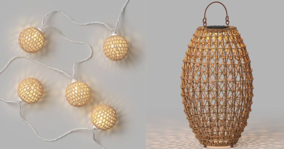 Stock images of Threshold outdoor string lights and candle holder