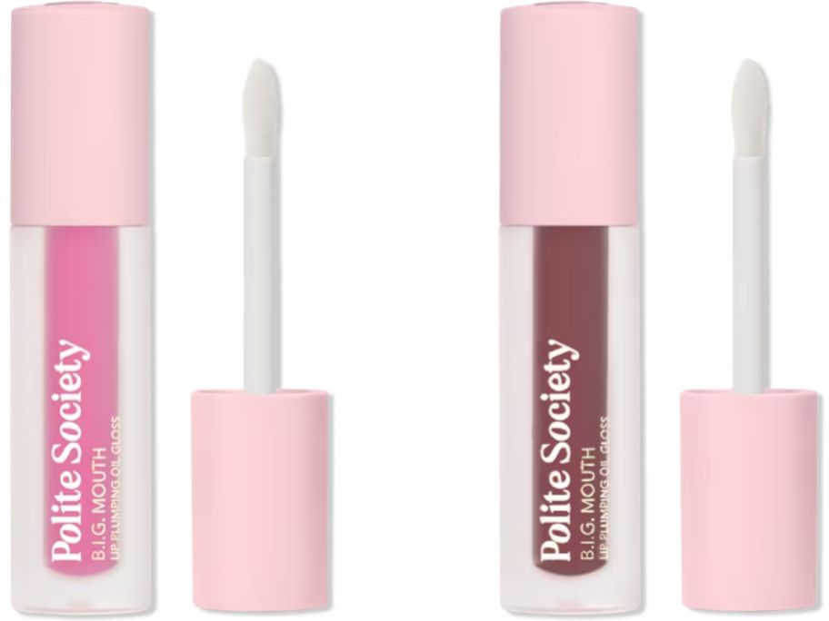 Stock images of two Polite Society Lip Oils