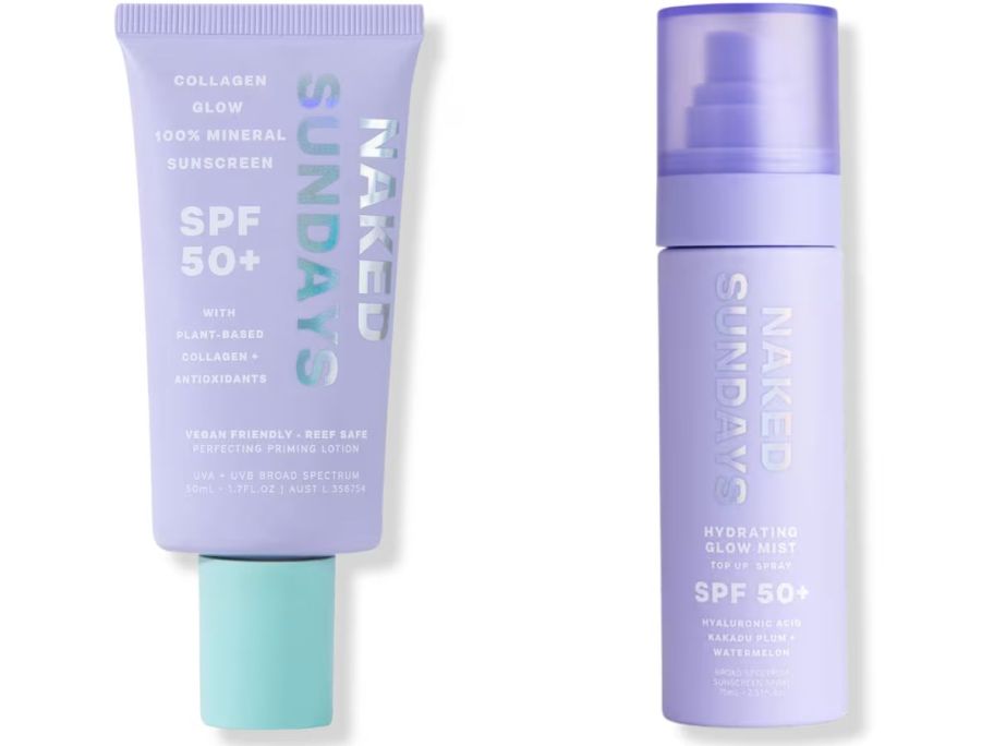 Stock images of two Naked Sundays Sun Care items
