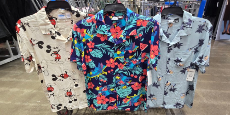 Men’s Character Hawaiian Shirts From $12 at Walmart | Mickey Mouse, Stitch, Spongebob, & More!