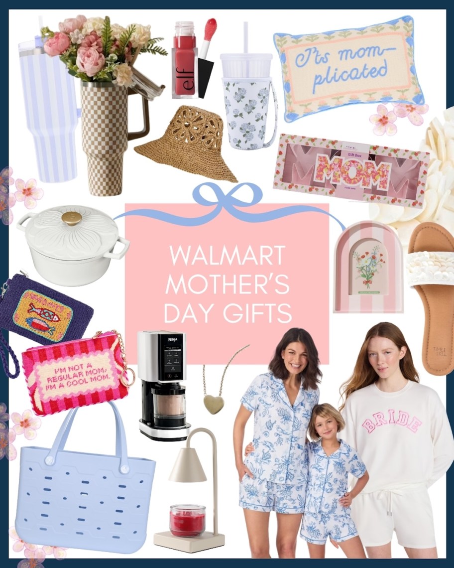 walmart mother's day gift ideas collage with stock photos of gifts