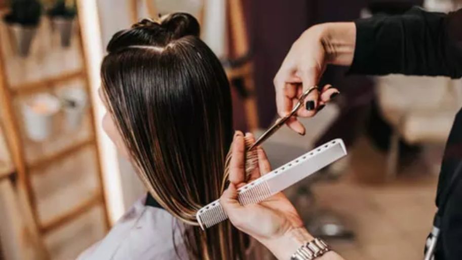 Woman getting a haircut 2