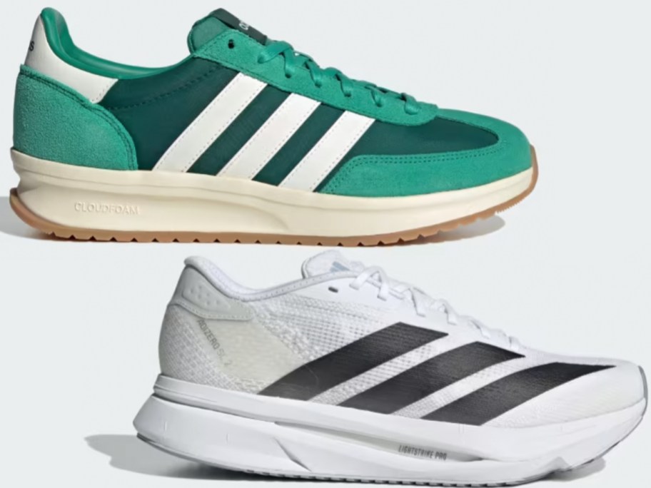 green and gray adidas shoes
