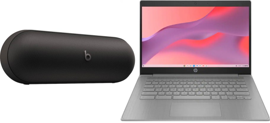 black beats pill speaker and hp chromebook