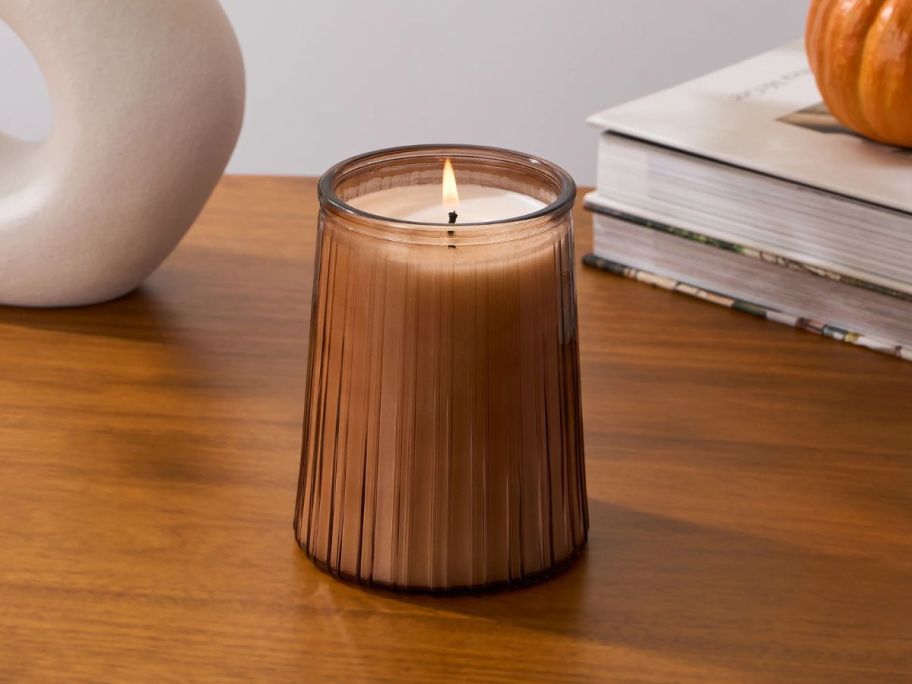 Better Homes & Gardens Farm Apple Pumpkin Jar Candle on table