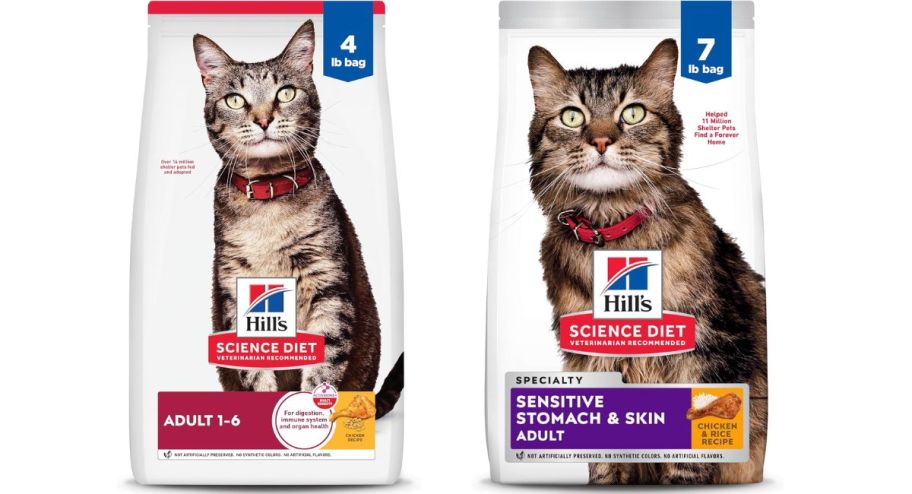 stock image of two cat food bags 