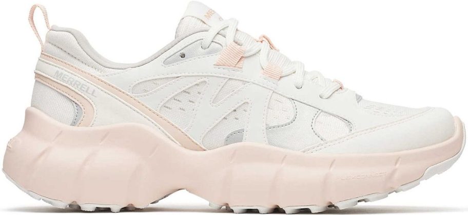 womens pink and white trail sneaker