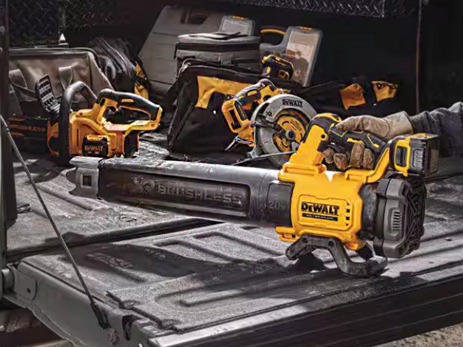 dewalt blower sitting on truck