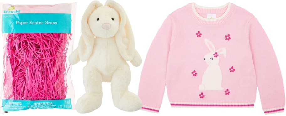 easter grass bunny plush and kids easter sweater