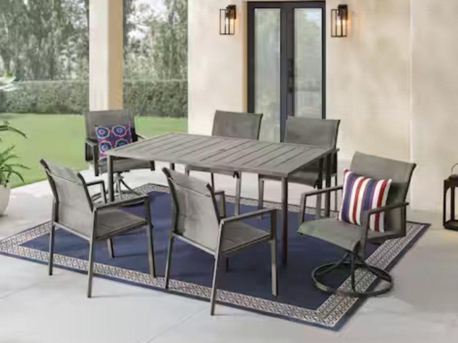 gray patio set on porch