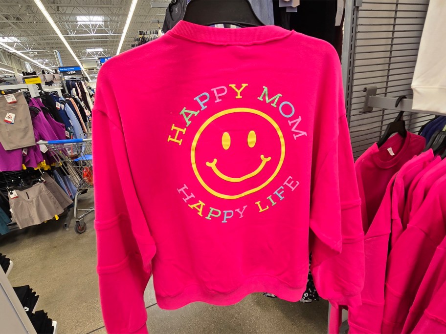 pink happy face happy mom sweatshirt