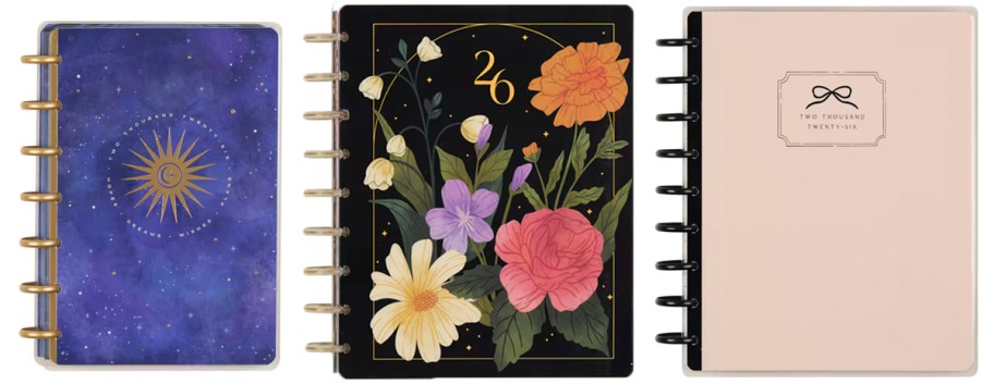 star, flowers, and pink planners 