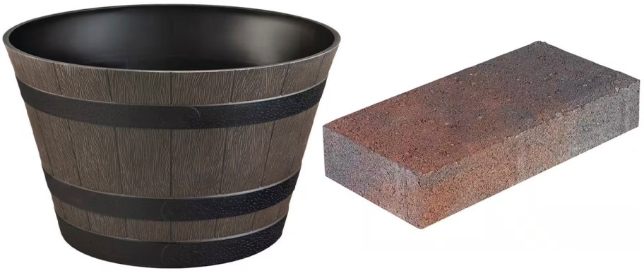 whiskey barrel planter and paver 