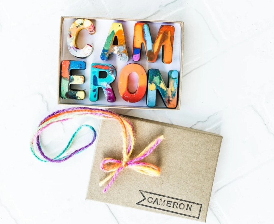 colorful cameron name crayons in box