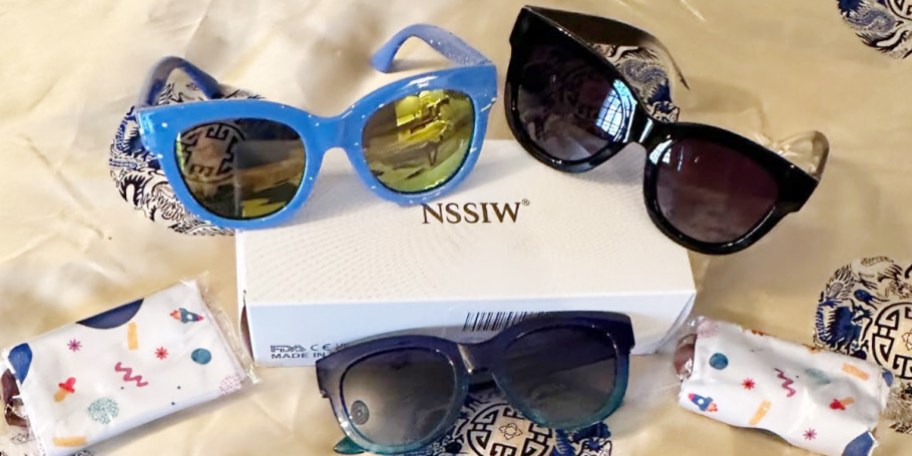 blue and black sunglasses