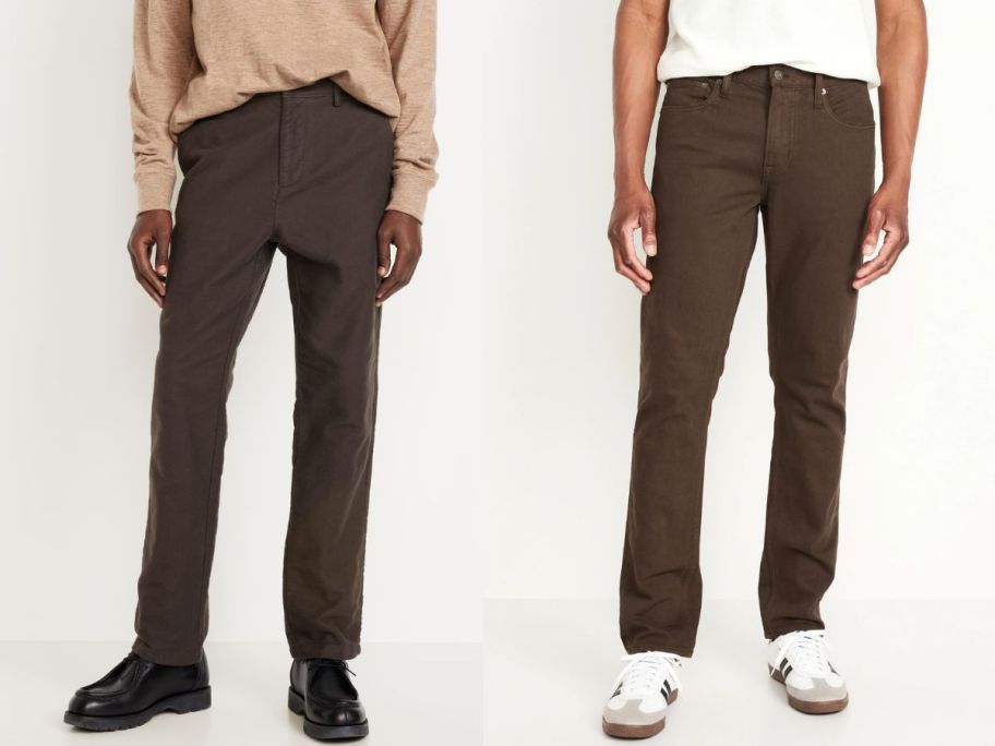 two men wearing old navy men's pants