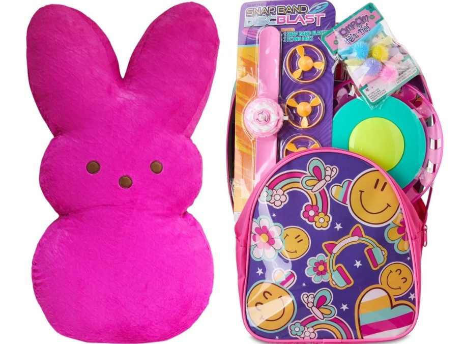 pink ppeps plush and prefilled easterbasket