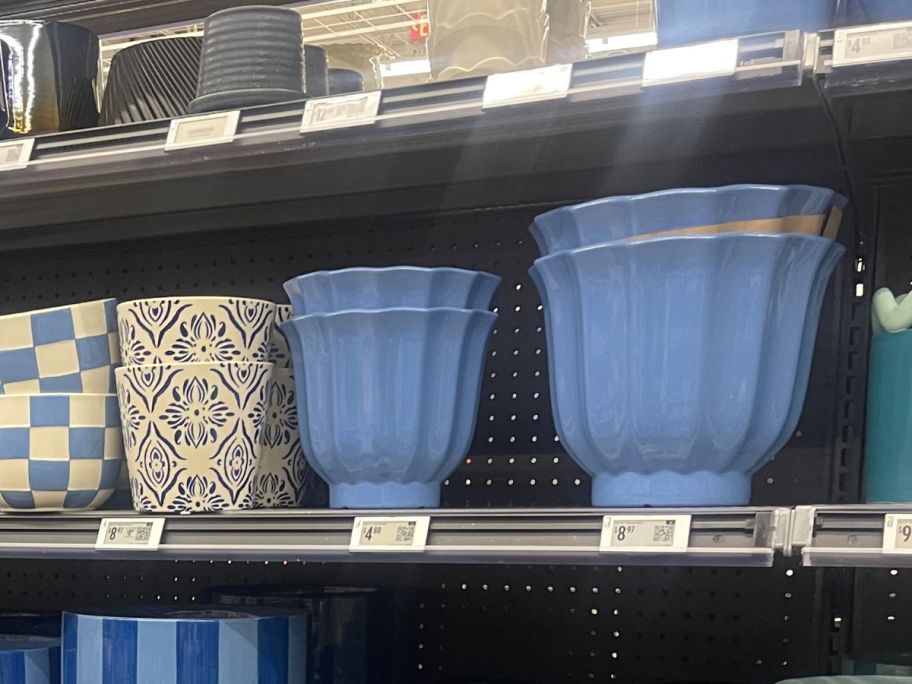 planters on shelf in store