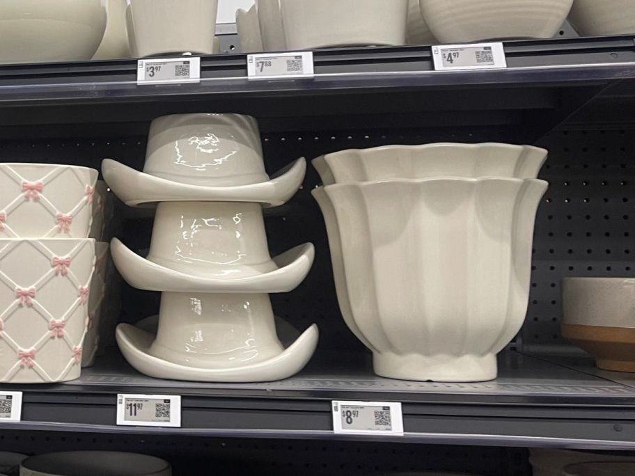 planters on shelf in store