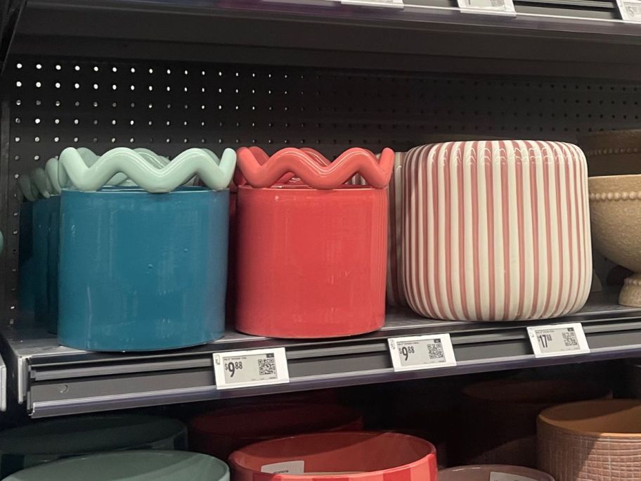 planters on shelf in store